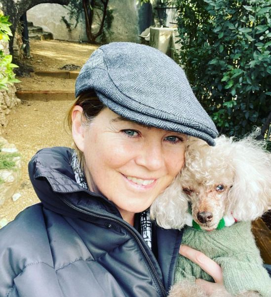 Ellen Pompeo with her pet dog